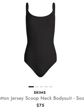 SKIMS Scoop Neck Cotton Jersey Bodysuit - Black